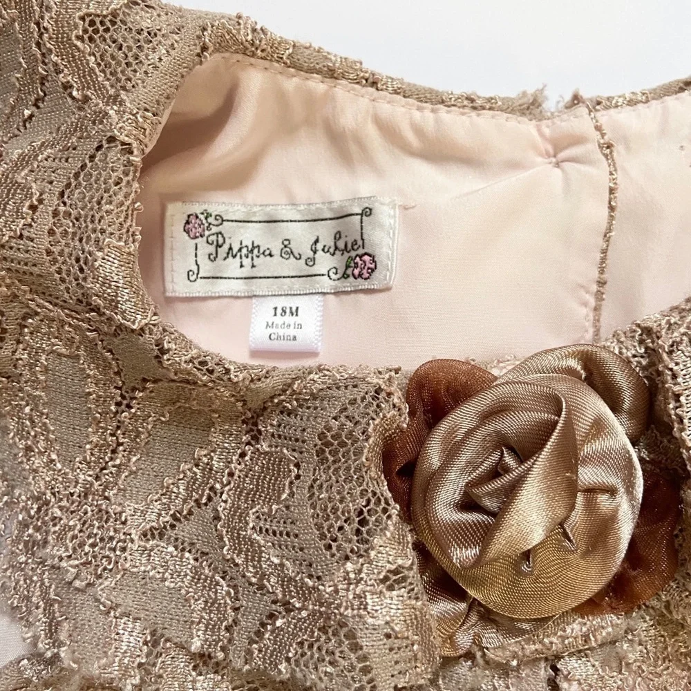 Pippa & Julie Bridgerton Vibe Party Dress Champagne Lace Lined